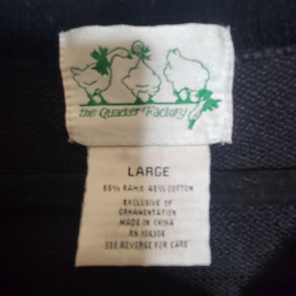 Vintage The Quacker Factory Holiday Christmas Tree Sweater Large Black Beaded Kn - Picture 3 of 6